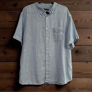 Banana Republic Men's 100% Linen Blue Casual Button-Down Shirt Size XXL SlimFit